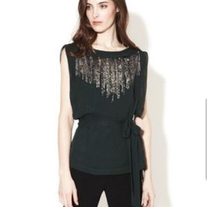 French Connection Silver Simmon sequin top